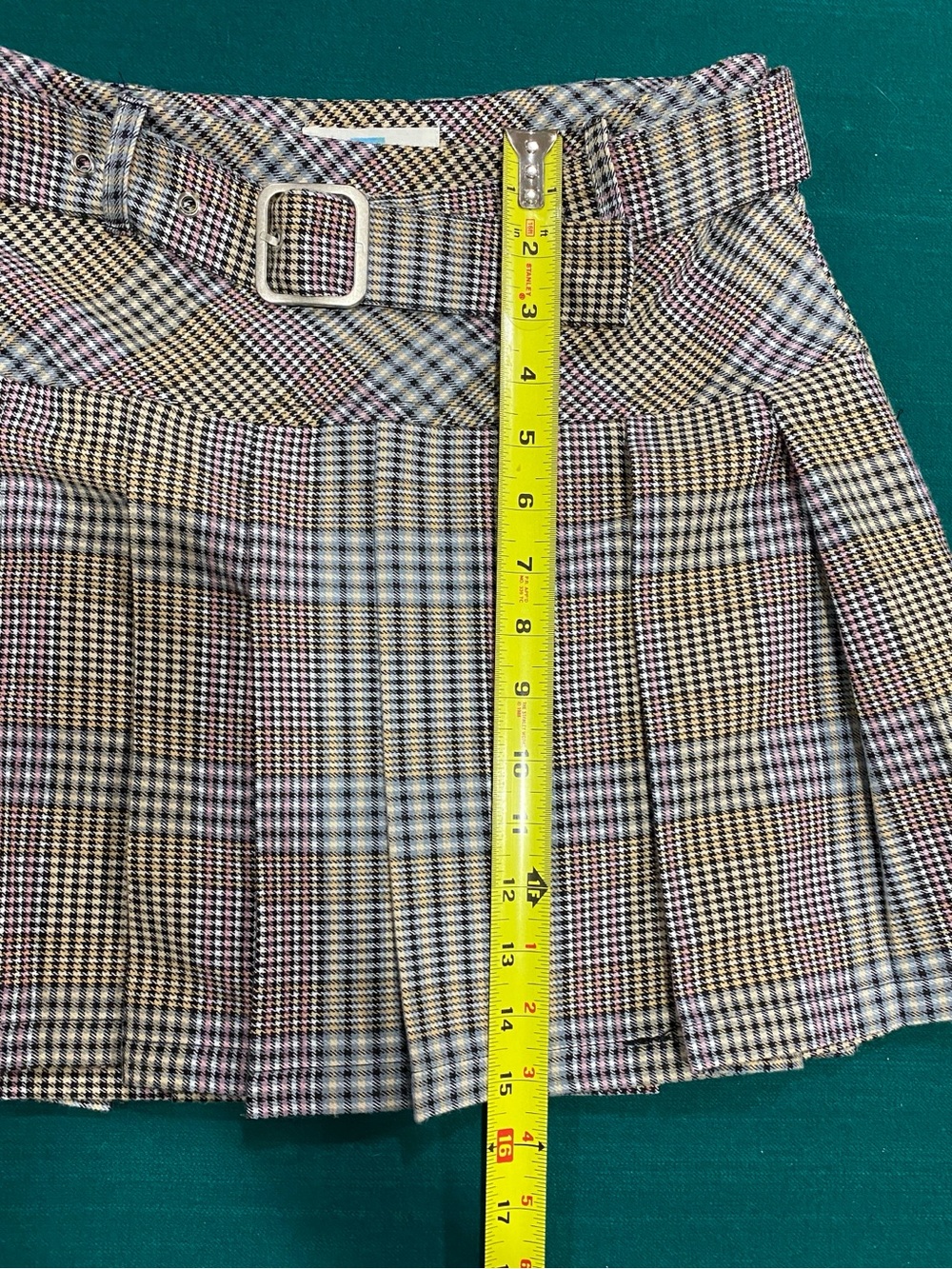 CALI 1850 Plaid Pleated Mini Skirt with Matching Belt - Multicolor - Picture 8 of 8